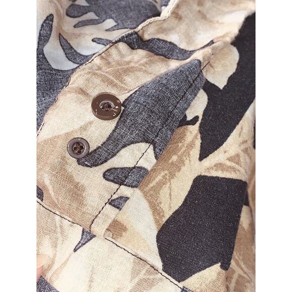 XXL Panama Jack Hawaiian Black Beige Reverse Print Shirt Leaves Floral Aloha EUC - Picture 4 of 16